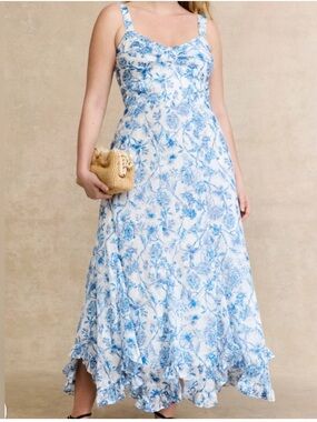 Hutch Blue White Floral Sophie Maxi Gown Dress Size 1X